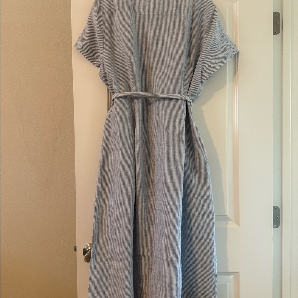 NWOT Quince Blue and White Striped Midi Dress - Picture 5 of 8